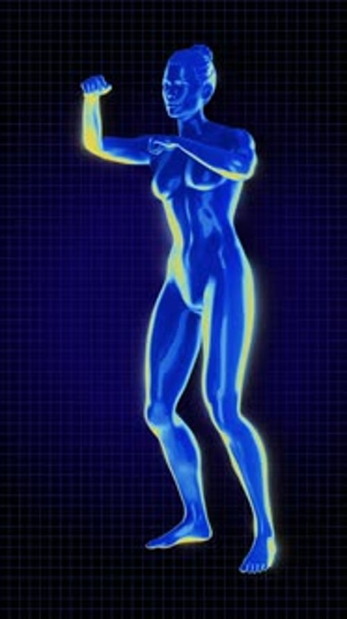 Futuristic Digital Female Boxer Training Animation