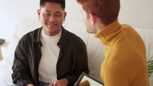 Cheerful Person Receiving Makeup at Home