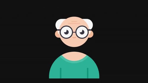 Flat Design Older Man Talking Avatar Icon