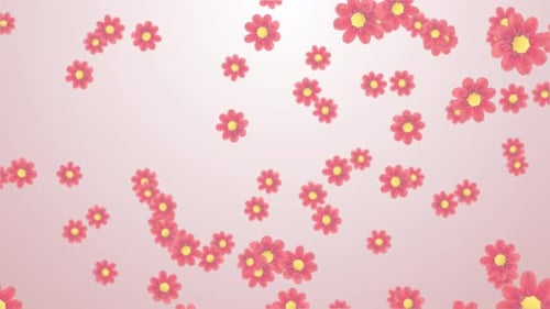 Yellow and Red Flower Blooming in Spring Animation Spinning and Falling Down