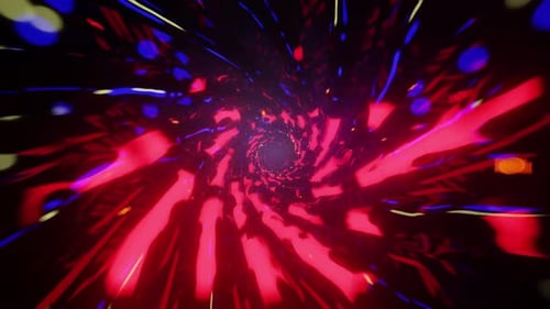 Stunning red light streaks dancing through a dark tunnel
