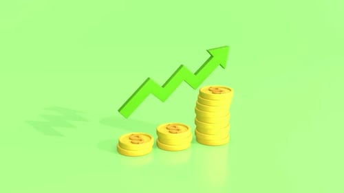 3D Animated Business Growth Chart with Stacking Coins