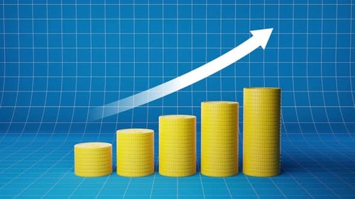 Animated Gold Coin Stacks Financial Growth Bar Chart