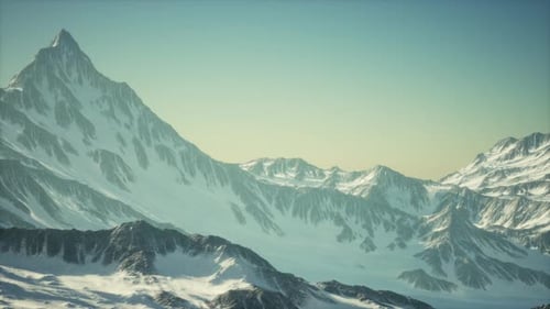 Snow Covered Beautiful Mountain Peaks
