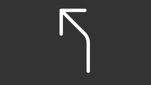 Animated thin line road curves to left arrow icon