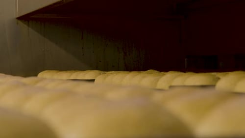 Aus dem heißen Ofen rollende Brotbrötchen