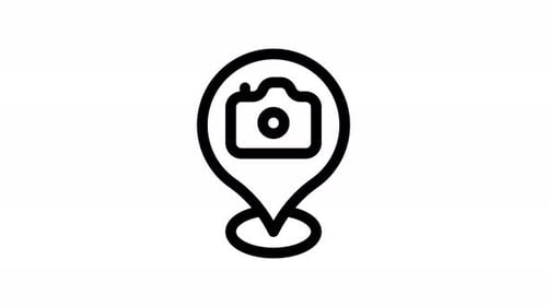 Animated Location Pin with Photography Camera Icon