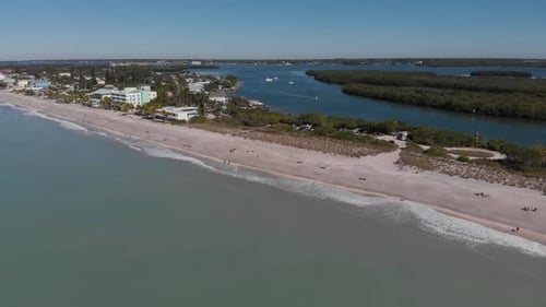 Aerial of South Venice, Florida leaving Stump Pass State Park beach.