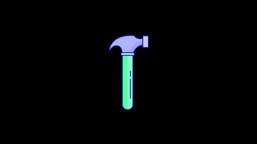Animated Flat Design Hammer Tool Icon Reveal