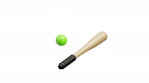 Animated 3D Sports Bat and Ball Collision