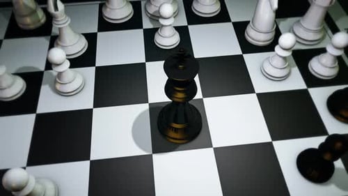 3D Animated Chess King on Strategic Chessboard