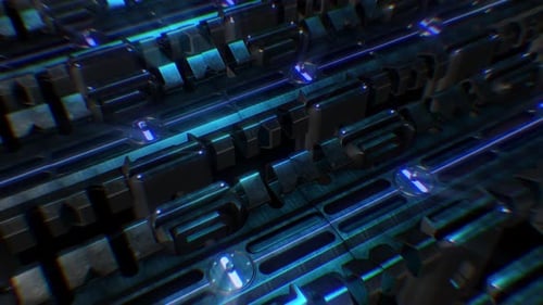 Futuristic Digital Technology Grid with Glowing Blue Lights