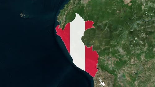 Peru Map Zoom Animation with National Flag Reveal