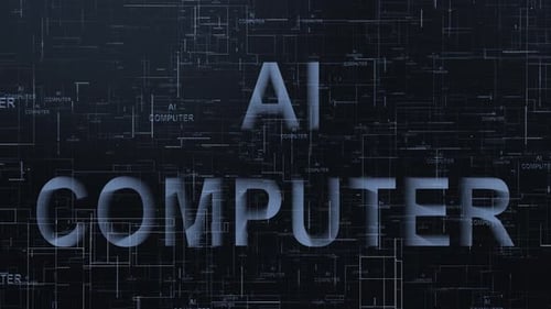 AI Computer Text and Digital Circuit Board Background Animation