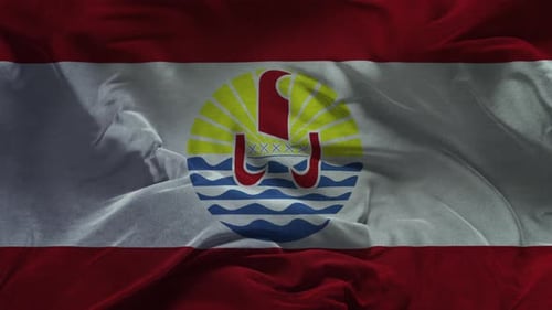 French Polynesia Flag Realistic Waving Animation