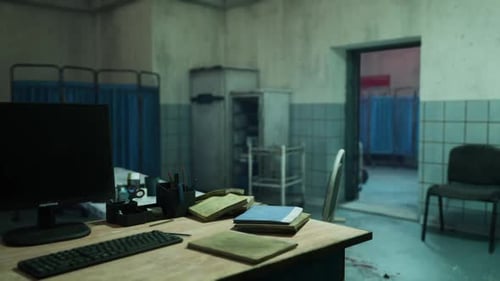 Abandoned Hospital Examination Room Reveals Neglect and Decay in Urban Setting