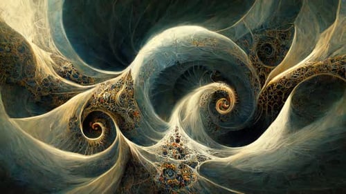 Abstract Swirling Fluid Motion with Golden Organic Patterns Background Loop