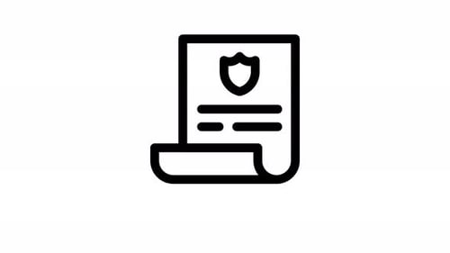 Animated Flat Design Document with Shield Icon