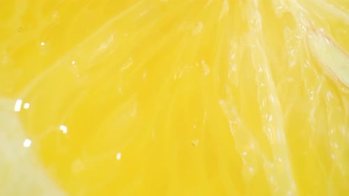 Extreme Close-up of a Juicy Lemon Slice