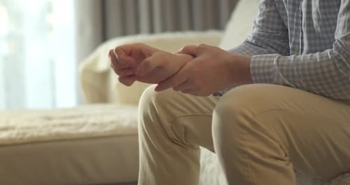 Senior Man Suffers From Painful Severe Knee Joint Pain Could Not Walk Illness Cramps rheumatismClose