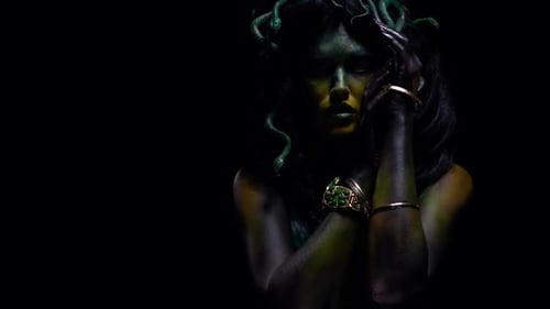 Mythical Medusa Woman with Snakes in Dark