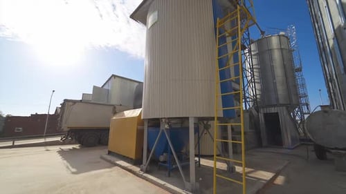 Metal equipment on the large agricultural factory.