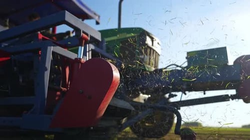Harvesting with Automated Farming Machine on a Sunny Day