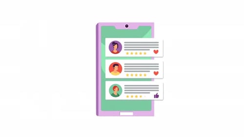Animated Customer Review Cards on Smartphone for Social Media