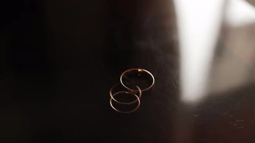 Wedding Bands, Gold Wedding Rings on Table