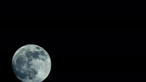 Detailed Moon Moving Across the Black Night Sky