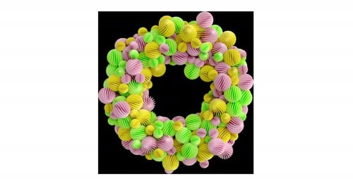 3D Colorful Spiral Balls Ring Formation Animation Alpha Channel 4K