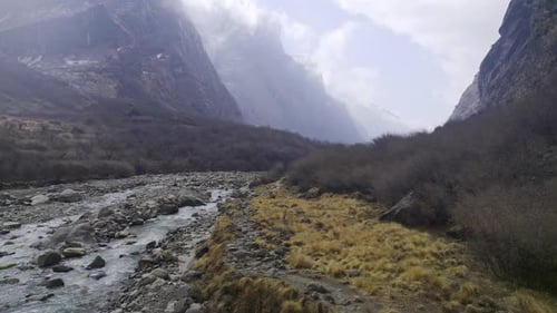 Flying through the wilderness along the Modi River in Nepal