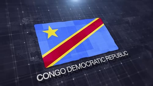 Congo Democratic Republic Flag Digital Waving Presentation