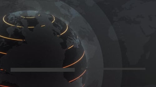 Headline Collection: Swipe up open to a dark black canvas with spinning globe with overlay of two ta