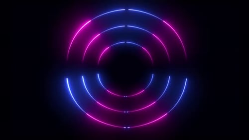 Animation Of Neon Circle Background. High Tech Neon Frame Circle Background
