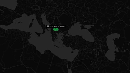 North Macedonia Map Highlight Animation with Text Label