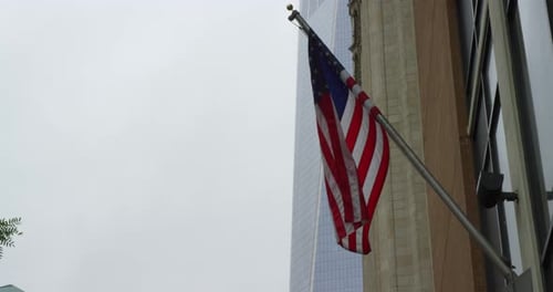 American Flag Blowing in Breeze