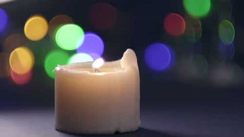 Candle in the Dark Candle Position on the Left of the Frame Cozy Home Interior Decor Burning Candles
