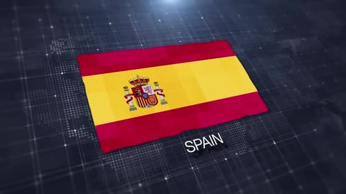 Digital Waving Flag of Spain Title Animation
