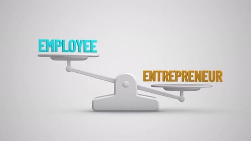 Employee vs Entrepreneur balance scale looping animation
