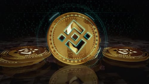Futuristic Binance BNB Cryptocurrency Coin Digital Money Animation