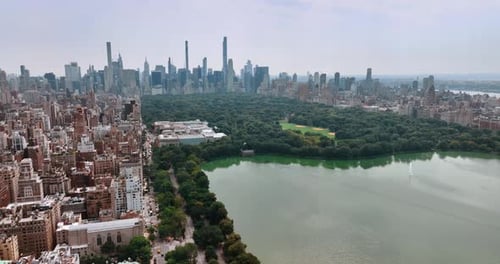 Central park new york city overview. Aerial manhattan city park.