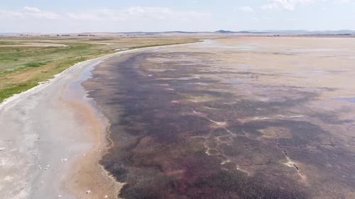 Gallocanta Lake, Aragon, Spain - Aerial Drone View of the Endorheic Salt Water Lake