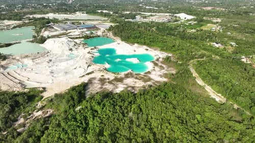 Turquoise Mining Lake Aerial Landscape in Belitung