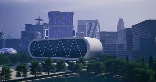 Dynamic Futuristic Urban Cityscape with Advanced Buildings Animation