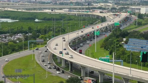 USA Transportation Infrastructure Concept American Highway Turnpike in Tampa Florida with Fast