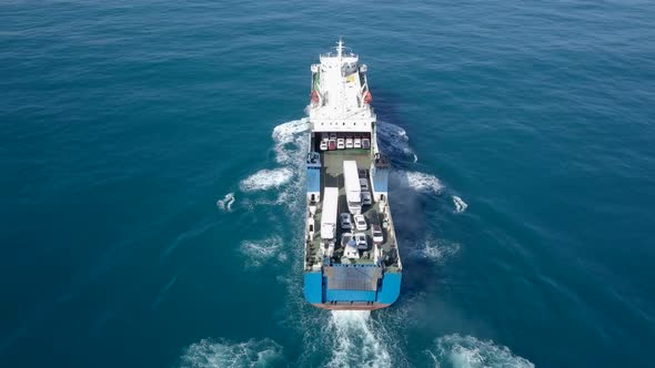 Large RoRo Roll onoff Vehicle carrier vessel cruising the Mediterranean ...