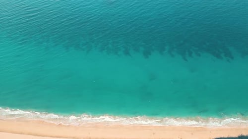 Summer seascape beautiful waves, blue sea water in sunny day. Esquinzo beach, Spain, Canary Island T