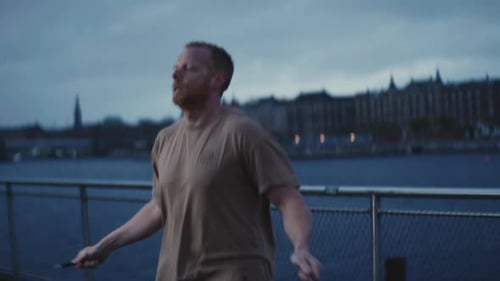 Man Doing Jump Rope Exercise Outdoors