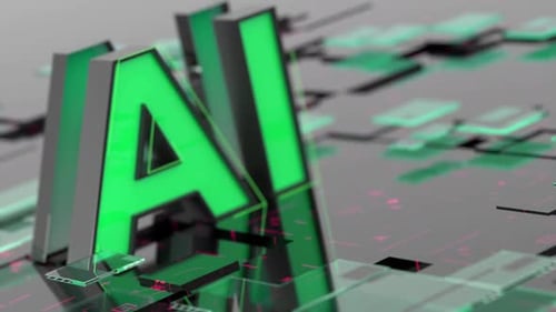 Glowing 3D AI Letters Digital Technology Animation